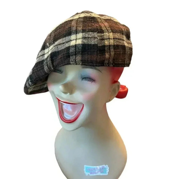 US POLO ASSN brown plaid beret one size - Picture 2 of 5